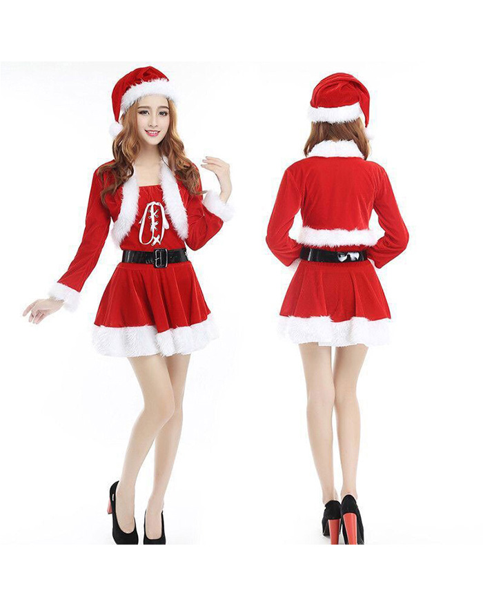 New Women’s Sexy Christmas Cosplay Costume Halloween Costume Dress With Hat