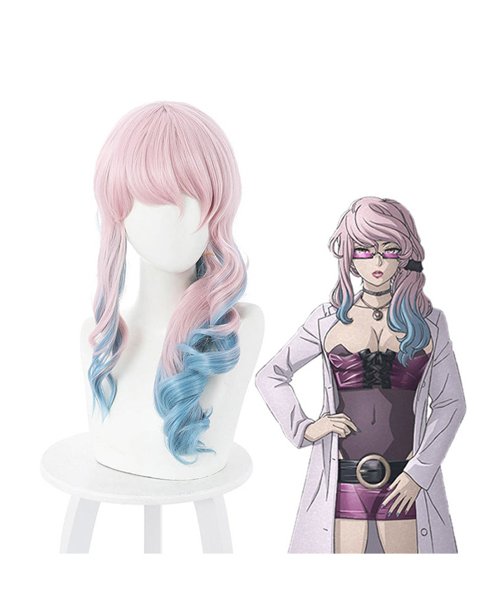 Anime Akudama Drive Doctor Long Pink Gradient Blue Cosplay Wigs